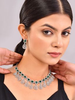 Voylla - Sparkling Elegance Radiant Reverie American Diamond Necklace Set