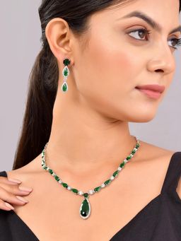 Voylla - Sparkling Elegance Sparkling Affair American Diamond Necklace Set