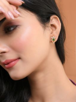 Voylla - Sparkling Elegance Radiant Green American Diamond Studs Earrings