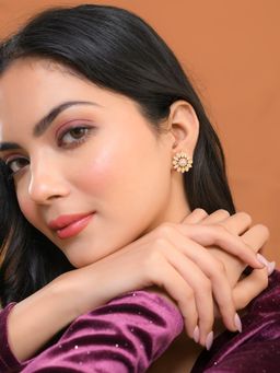 Voylla - Sparkling Elegance Radiant Bloom American Diamond Studs Earrings