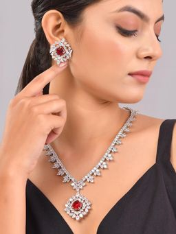 Voylla - Sparkling Elegance Timeless Interchangeable American Diamond Necklace Set