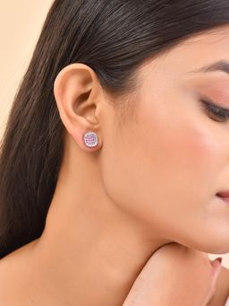 Voylla - Sparkling Elegance Timeless Glamour American Diamond Square Studs Earrings