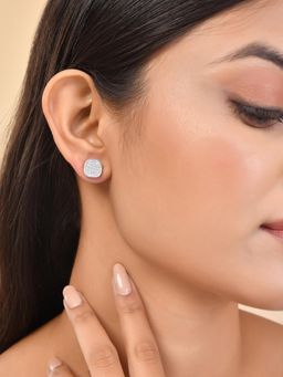 Voylla - Sparkling Elegance Radiance Square American Diamond Studs Earrings