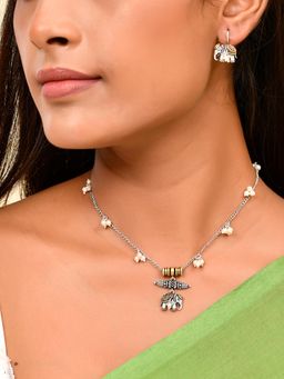 Voylla - Qasbah Gajraj Oxidised Two Tone Necklace Set