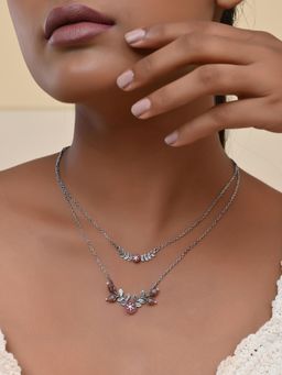Voylla - Bloom 925 Sterling Silver Sakura Layered Necklace