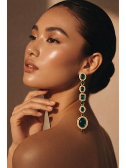 Qunic - Emerald Tide Cascade Green Earrings