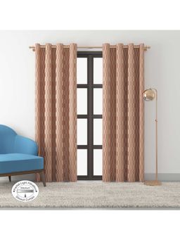 HomeTown - Fiesta Jacquard Dim Out Curtains 9 Feet In Blush Colour (Set of 2)