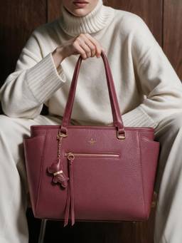 Akiki London - Cambridge Vegan Leather Solid Red Handbag (L)