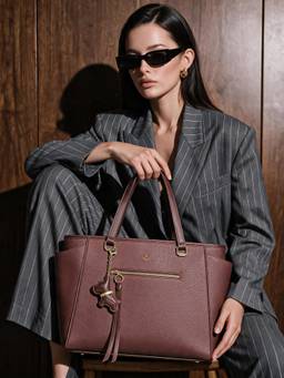 Akiki London - Cambridge Vegan Leather Solid Brown Handbag (L)
