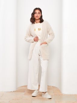 LC WAIKIKI - Ecru Shawl Collar Straight Long Sleeve Women's Cardigan