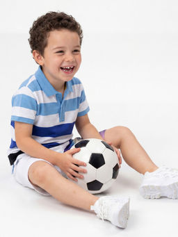 United Colors of Benetton - Blue Regular Fit Striped Polo T-shirt