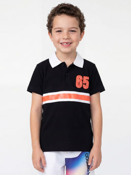 United Colors of Benetton - Black Regular Fit Striped Polo T-shirt