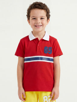 United Colors of Benetton - Red Regular Fit Striped Polo T-shirt