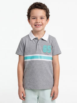 United Colors of Benetton - Grey Regular Fit Striped Polo T-shirt