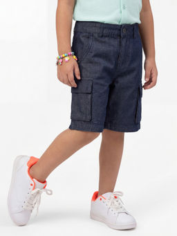 United Colors of Benetton - Navy Blue Regular Fit Solid Shorts