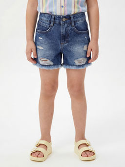 United Colors of Benetton - Blue Regular Fit Washed Shorts