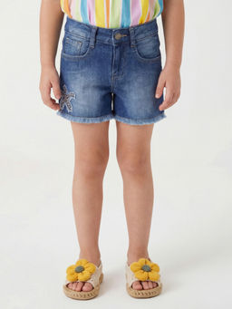 United Colors of Benetton - Blue Regular Fit Washed Shorts