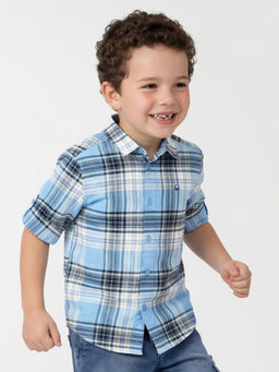 United Colors of Benetton - Blue Regular Fit Spread Collar Checkered Shirt
