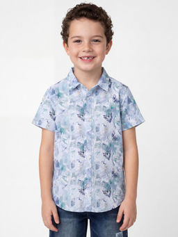 United Colors of Benetton - Blue Regular Fit Spread Collar Printed Shirt