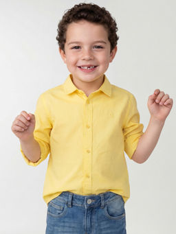 United Colors of Benetton - Yellow Regular Fit Spread Collar Solid Shirt