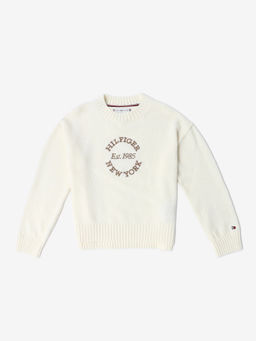Tommy Hilfiger - Cream Regular Fit Cotton Crew Neck Sweatshirt