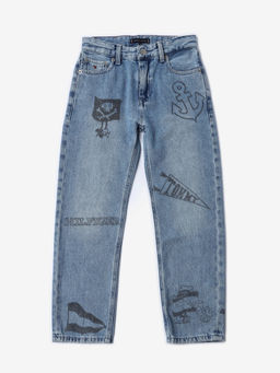 Tommy Hilfiger - Blue Mid-Wash Regular Fit Mid Rise Jeans