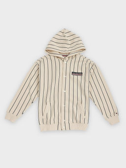 Tommy Hilfiger - Off White Striped Relaxed Fit Cotton Jacket