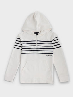 Tommy Hilfiger - White Striped Regular Fit Cotton Jacket