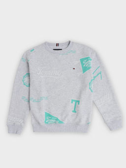 Tommy Hilfiger - Grey Graphic Relaxed Fit Cotton Sweatshirt