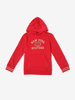 Tommy Hilfiger - Red Logo Regular Fit Cotton Hoodie