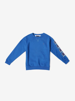 Tommy Hilfiger - Blue Embroidered Relaxed Fit Cotton Sweatshirt