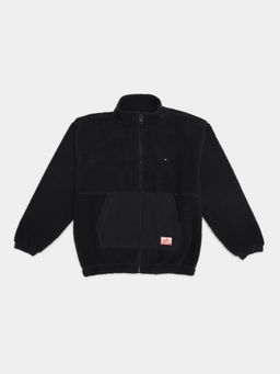 Tommy Hilfiger - Black Solid Oversized Fit Polyester Jacket