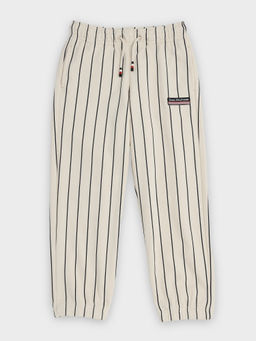 Tommy Hilfiger - White Relaxed Fit Striped Mid Rise Joggers