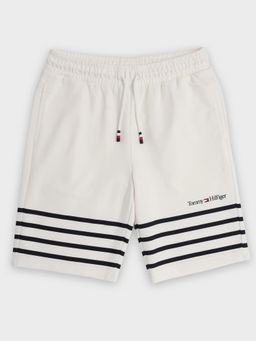 Tommy Hilfiger - White Regular Fit Striped Mid Rise Shorts