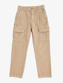 Tommy Hilfiger - Beige Straight Fit Solid Mid Rise Trouser