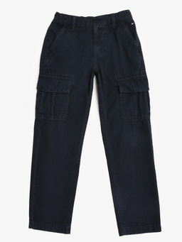 Tommy Hilfiger - Navy Blue Straight Fit Solid Mid Rise Trouser