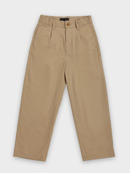 Tommy Hilfiger - Beige Regular Fit Solid Mid Rise Trouser