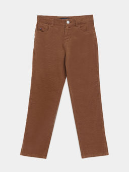 Tommy Hilfiger - Brown Straight Fit Solid Mid Rise Trouser