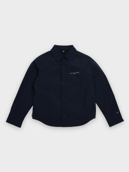 Tommy Hilfiger - Navy Blue Solid Relaxed Fit Polyester Jacket