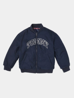 Tommy Hilfiger - Navy Blue Typographic Relaxed Fit Polyester Jacket