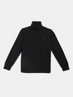 Tommy Hilfiger - Black Solid Regular Fit Cotton Sweatshirt