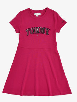 Tommy Hilfiger - Pink Cotton Crew Neck A-Line Dress