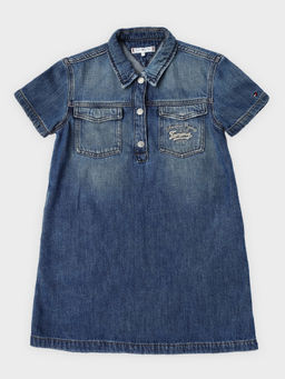 Tommy Hilfiger - Blue Cotton Spread collar A-Line Dress