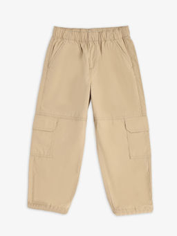 Tommy Hilfiger - Beige Loose Fit Solid Mid Rise Trouser