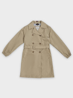 Tommy Hilfiger - Brown Relaxed Fit Nylon Trench Coat with Belt
