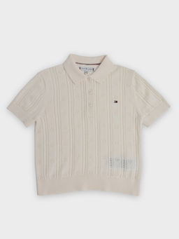 Tommy Hilfiger - Off White Relaxed Fit Cotton Sweater