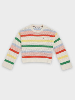 Tommy Hilfiger - Beige Regular Fit Cotton Crew Neck Sweater