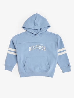 Tommy Hilfiger - Blue Typographic Regular Fit Cotton Hoodie