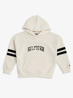 Tommy Hilfiger - White Typographic Relaxed Fit Cotton Hoodie