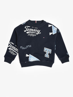 Tommy Hilfiger - Navy Blue Graphic Relaxed Fit Cotton Sweatshirt